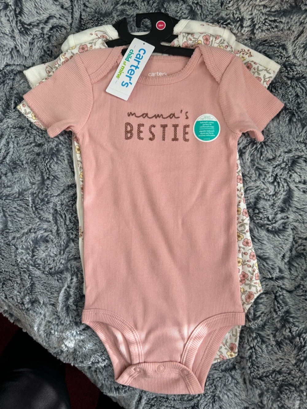 NWTS Carter's Baby Girls 'Mama's Bestie' Short-Sleeve Onesies 3 pk sz 18 months